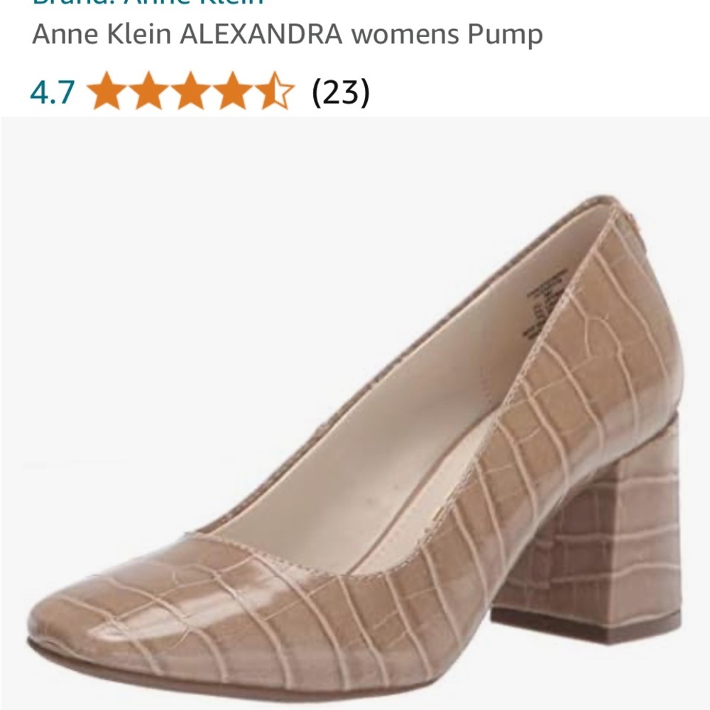 Shoes sale Anne KleinALEXANDRA Pump square top block heel crocodile S4